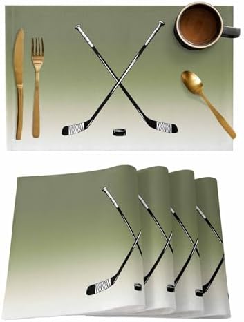 Placemats Set of 8, Sage Green Beige Woven Placemat, Linen Place Mats