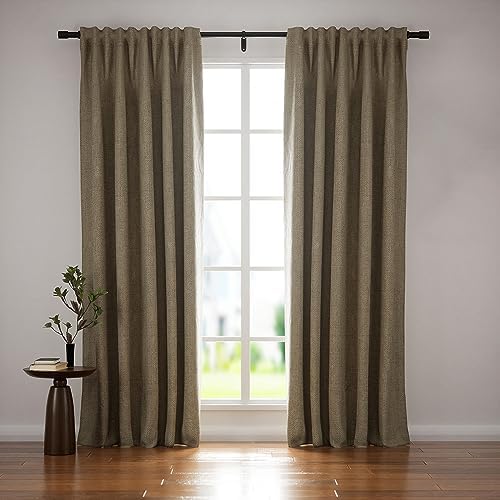 HOMERILLA Sheer Linen Curtains 96 Inches Long, Room Darkening