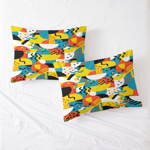 King Duvet Cover Set Soft Microfiber Memphis Geometry