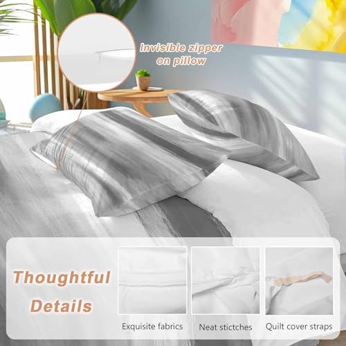 3 Piece Grey Ombre Duvet Cover Set Queen Size, Microfiber