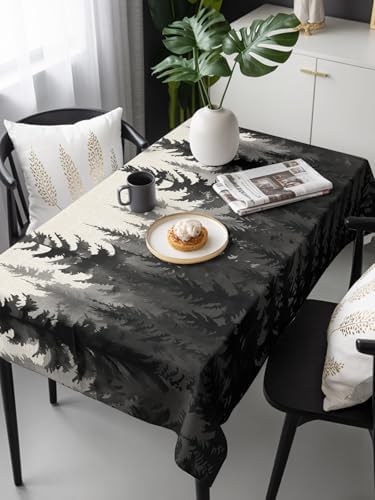 Forest Rectangle Tablecloth 60 x 120 Inches Vintage Gray Farmhouse