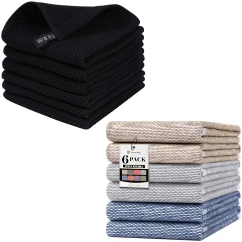 Homaxy 100% Cotton Waffle Weave Kitchen Dish Cloths, 12 x 12 Inches