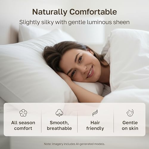 Natural 100% Cotton Sateen Queen Size Pillow Cases, 2-Pack, Light Grey