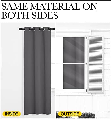 NICETOWN Grey Blackout Long Curtain 96 inch Length, W55 x L96, 1