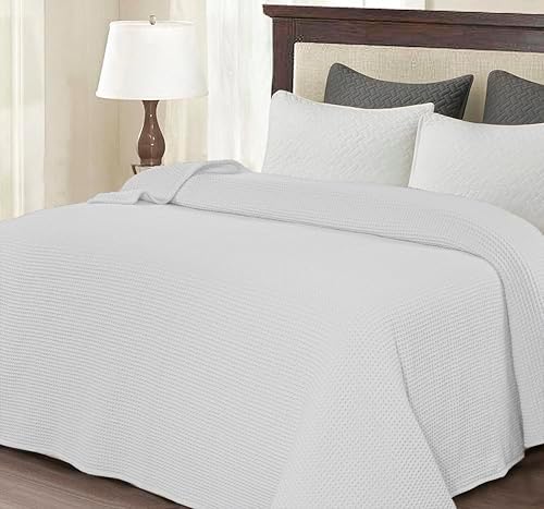 100% Cotton Waffle Weave Blanket, King Size 90 x 108 Inches, 300 GSM