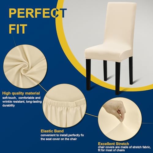 Chair Covers, Stretch Dining Room Chair Covers Set of 6, Removable
