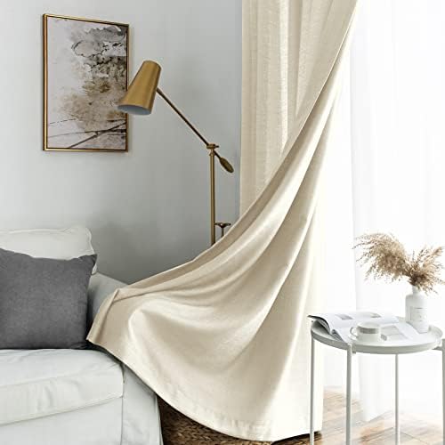 Melodieux Natural Beige Semi Sheer Curtains 84 Inches Long for Living