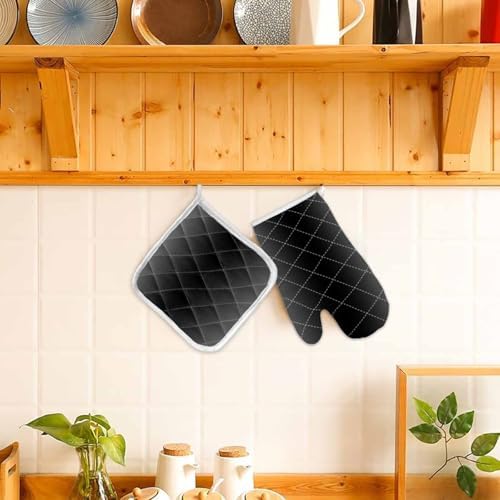 Quilted Cotton Terry Cloth Oven Mitt, Pot Holder Grey Black Gradient