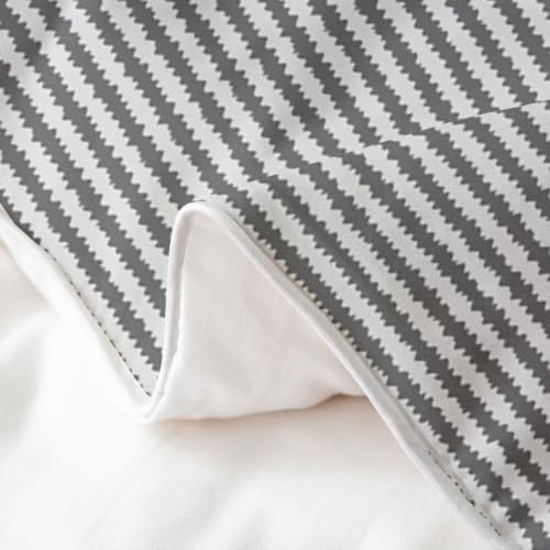 Feelyou Grey Striped Duvet Cover 100% Cotton King Size