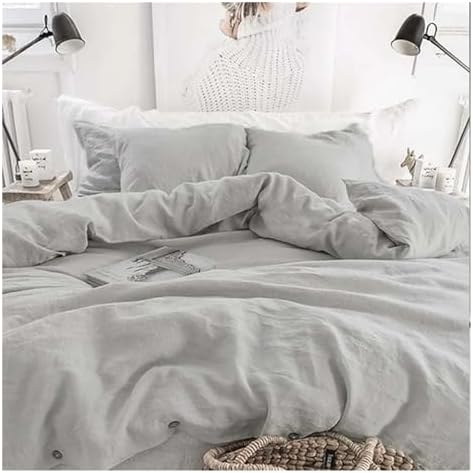 100% Linen Duvet Cover with Button Closures, Natural Flax Solid Colors