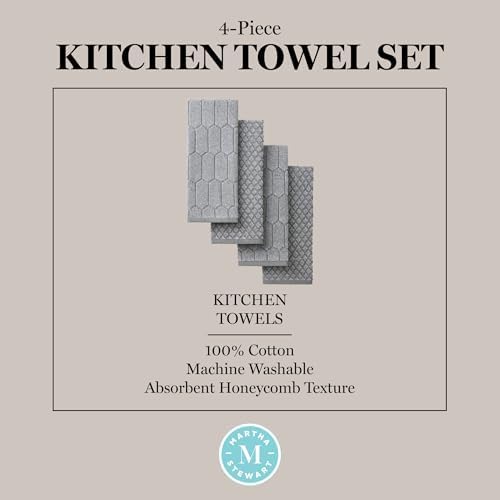 Martha Stewart Honeycomb Chambray Textured Kitchen Towel 4-Pack Set