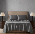 Linen Closet 4 Pcs 100% Cotton King Size Sheets Set, Charcoal Grey