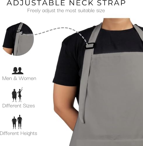 Adjustable Apron with Pocket, Navy Blue, Kitchen Cooking Bib Apron