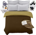 SLEEP-NEST Duvet Cover Queen, Brown and Taupe Reversible 1 Piece Duvet