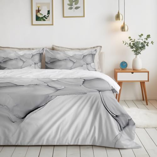 4 Pieces Duvet Cover Queen Bedding Sets Modern Natural Marble Gradient