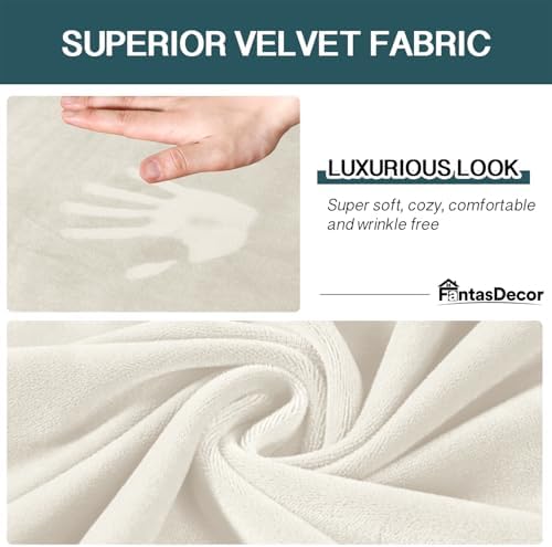 FantasDecor 4 Piece Sofa Velvet Couch Covers for 3 Cushion Stretch