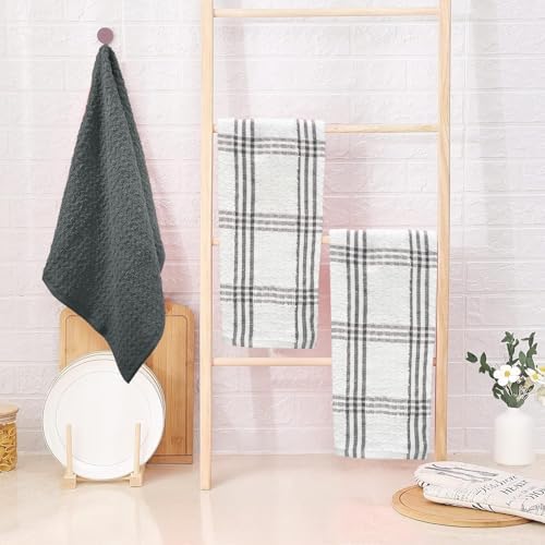 DAN RIVER Gray Kitchen Towels, 12 Pack, 16x26 Inches Absorbent Dish