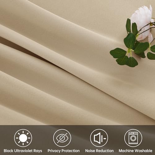 Beige Curtains 72 Inches Long Room Darkening Thermal Insulated Drapes