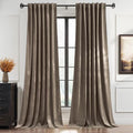 StangH Taupe Velvet Curtains 120 Inches Long 2 Panels Luxury Heavy