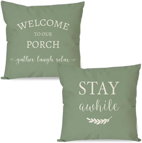 PANDICORN Outdoor Decorative Throw Pillow Covers 18x18 Set of 2, Sage