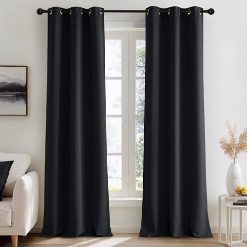 NICETOWN 100% Black Out Curtains 96 Inches Long 2 Panels for Living