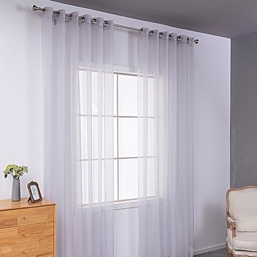 BOYOUTH Solid Color Sheer Voile Curtains,Grommets Window Gauze for