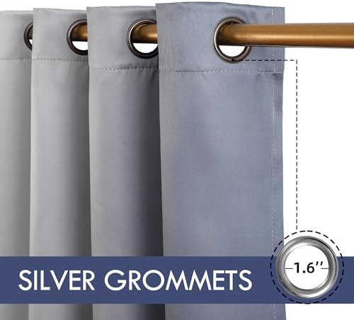 weesire Grey Omber Blackout Curtains, 52 x 96 Inch, Grommet, 2 Panels
