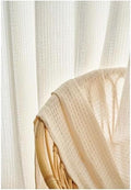 2 Panel Curtains | Polyester Solid Beige Square Textured 2 Panels