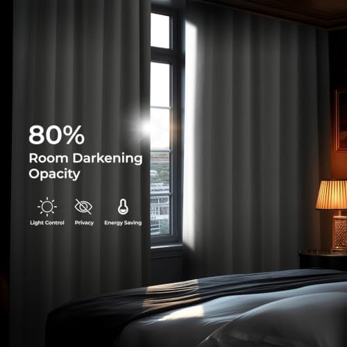 Faux Linen Curtains for Living Room (1 Panel) - 50W X 108L, Oyster