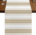 Beige Striped Table Runner 108 Inch Long Dresser Scarves Linen