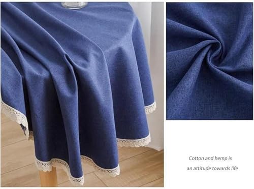 Round Tablecloth - Solid Color Cotton-Linen Lace Table Cover 1