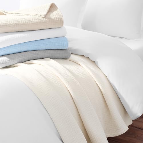 Arkwright Basket Weave King Blanket - 100% Ringspun Cotton All Season