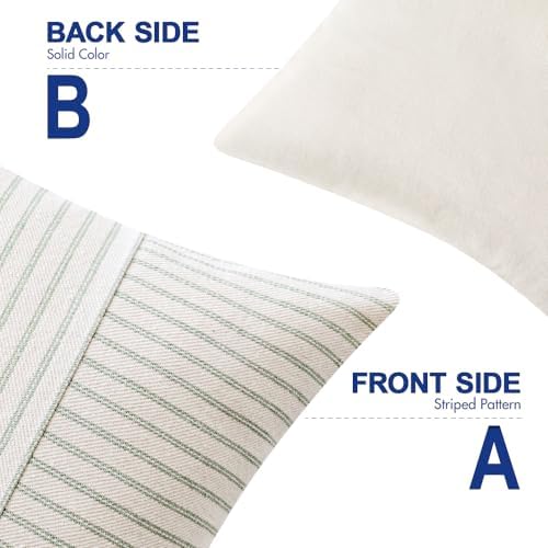 MIULEE Sage Green and Beige Patchwork Farmhouse Pillow Covers 20x20
