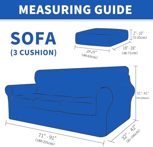 MAXIJIN 4 Pieces Stretch Couch Covers for 3 Cushion Sofa Pet Friendly