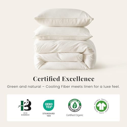 Linen Duvet Cover Set King Size 3PC,Linen Blend Duvet Cover with