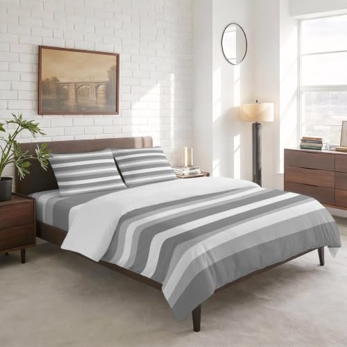 4 Pieces Duvet Cover Queen Bedding Sets Abstract Gradient Stripes for
