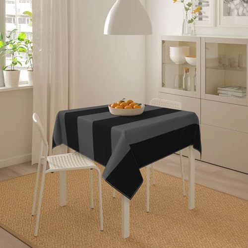 Black and Gray Silver Stripes Tablecloth, 60" Square Washable