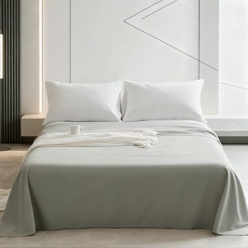 Aerlomi King Flat Sheet, 105x102 Inches, Brushed Microfiber, Smoke