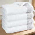 VOOVA & MOVAS Bath Towels 4 Pack, 100% Cotton, 27x55 in,White Gray