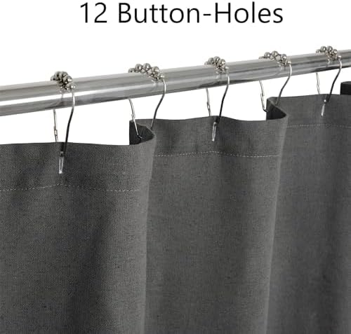 DOSLY IDÉES Farmhouse Shower Curtain, Beige and Gray Stripe, Button