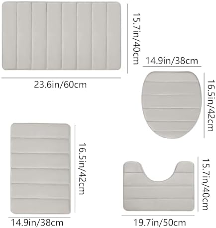 Bathroom Rugs Sets 4 Piece with Toilet Lid Cover Machine Washable