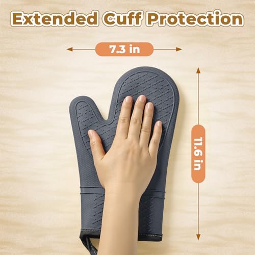 Heat Resistant Silicone Oven Mitts, Up to 500°F Protection for Baking