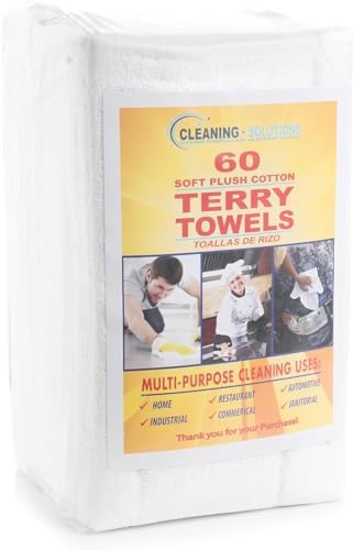 SIMPLI-MAGIC Commercial Grade Soft Plush Cotton Terry Towels, 60-Pack