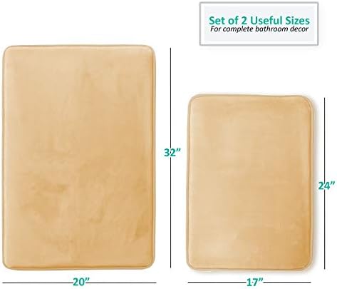 Clara Clark 2 Piece Bathroom Rug Set - Memory Foam, Bath Mat Set