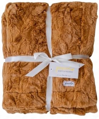 GRACED SOFT LUXURIES Faux Fur Blanket Cozy Camel Sofa Bed 50x60