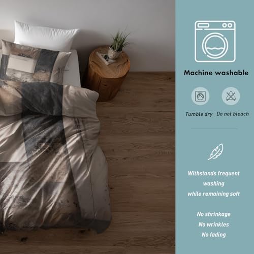 Geometric Duvet Cover Queen Size, Vintage Abstract Art Reversible
