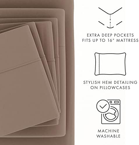 Linen Market 6 Piece Bed Sheet Set, Taupe, Queen