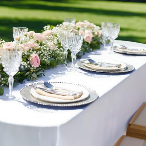 NEWISHER White Oval Tablecloth 60 x 102 inch, Washable Table Cloth