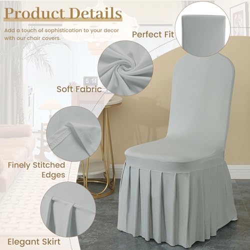 Rakila 4PC Parson Skirt Removable Chair Covers Stretch Spandex