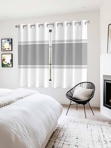 Pure Grey Window Curtains 63 Inch Length, Soild Color Minimalism